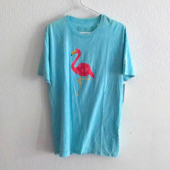 Neff light blue with pink flamingo Men's T-shirt - Picture 1 of 8